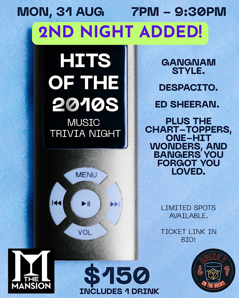 Hits of the 2010s Music Trivia Night! - 2ND NIGHT! @ The Mansion, Central