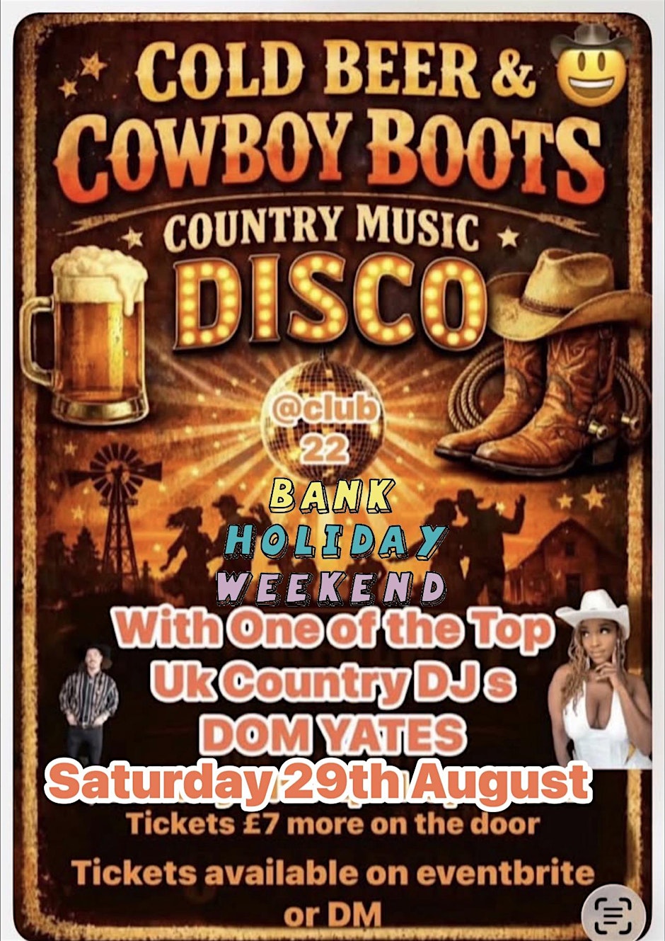 Cowboy Boots Country Music Disco With DJ Dom